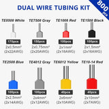800PCS Double Wire Ferrule Kit - Dual Barrel Ferrules Connectors for AWG 22-7, Ideal for Electrical, Industrial, and DIY Project
