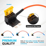 4-Type 12V Add-a-Circuit Adapter & Fuse Kit (16Pack), Fuse Tap and Holder-Compatible with Mini,Micro 2,Low-Profile Mini,Standard