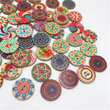 500pcs Mixed Flower Painting Round Wooden Buttons for DIY Sewing Crafting