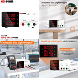 NICE POWER for 100V 10A 1KW Bench DC Regulated Power Supply with Dual Output Ports ON OFF Switch High Precision Industrial