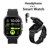 B02B-2 in 1 Wireless Bluetooth Smart Watch TWS Noise Cancelling Wristwatch with Earbud Heart Rate NFC Health Monitoring-A