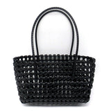 LEFTSIDE Small Solid Color Weave Tote Bags for Women 2025 Fashion Summer Shoulder Bags Simple Handbags Hollow Out Beach Bag