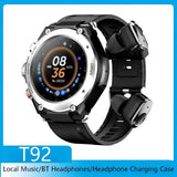 T92 Smartwatch with Bluetooth TWS Earbuds Local Music Playback Voice Recording Voice Assistant Wireless Calling Health Monitor