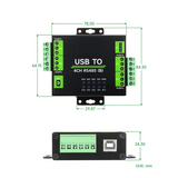 Industrial Isolated USB To 4Ch RS485 Converter (B) 26545 CH344L Chip, Multi Protection Circuits, Multi Systems Support