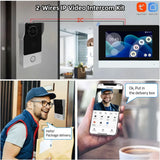 2 Wire Digital Video Intercom System, 7 Inch Wireless WIFI Monitor 1080P Doorphone Camera Video Doorbell IC Card Tuya APP Unlock