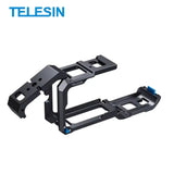 TELESIN Metal Rabbit Cage for GoPro Hero 13/12/11/10/9 with Cold Shoe Interface Battery Side Cover Switch Design