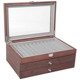 NEW ARRIVAL 34 Grid Walnut Pen Storage Case Luxury 3 Layer Pen Display Organizer Transparent Window Fountain Box Pen-Collection
