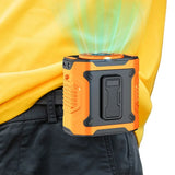 Portable Waist Fan with LED Light Hanging Neck Strong Wind Airflow with Power Bank for Emergency Sports Outdoor Working