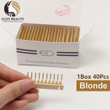 Hair Extensions Tools 6D Hair Buckle Tools 40 Pcs 6D Hairs Extension Machine 6D-2 Hairs Comb Medium Brown Beige Black Color Hair