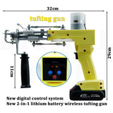 New wireless lithium battery digital display tufting gun 2-in-1 carpet weaving gun includes 2 batteries Rug tufting Machine