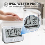 BLADR Touch Digital Shower Hygrometer Thermometer P54 Waterproof LCD Bathroom Kitchen Audible Atomic Alarm Clock Countdown Timer