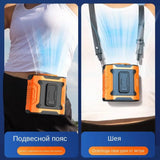 Portable Waist Fan with LED Light Hanging Neck Strong Wind Airflow with Power Bank for Emergency Sports Outdoor Working