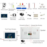 1080P 2 Cam 7 Inch 3pcs Touch Screen Wifi Video Doorbell, Smart TUYA Home Video Intercom Rceord Kit ID Unlcok 4-Wire Connection