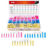 270PCS Heat Shrink Wire Connector Terminal Waterproof Marine Automotive Connector Assortment Rings Fork Hook Spade Butt Splices