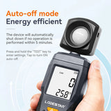 LODESTAR LD383 Digital Lux Meter Illuminance Meter Handheld Ambient Temperature Measurer with Range up to 200,000 Lux Luxmeter