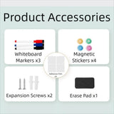with 3 Markers & 4 Magnets Dry Erase Board 16" X 12" Double-Sided Whiteboard Wall Mounted Magnetic Graffiti Drawing Board