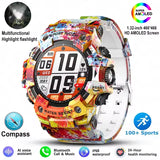 LC21 Outdoor Sports Smart Watch Men Women With LED Flashlight Compass SOS Fitness Monitor BT Calls IP68 Waterproof Smartwatch