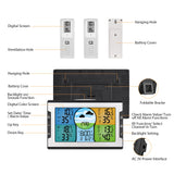 Digital Weather Station with 3 Remote Sensors 328ft/100m Black & Silver ABS Indoor Outdoor Temperature Humidity Monitor Alarm