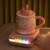 25W Electric Mug Warmer Cup Heater with 4 Gear Temperature Control Hot Plate Warm Coaster with Ambient Light Heating Pad 220V