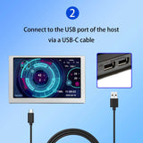 5inch Silver IPS LCD Monitor with USB Type C and 9 pin Cable for PC Case CPU GPU Temp