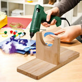 Wooden Hot Glue Holder Universal Tabletop Tools Storage Holder Hot Melt Glue Support Stand Base No Messy for Hobby Professionals