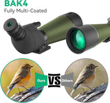 20-60x80 HD Waterproof Telescope BAK4 Outdoor Monocular Birdwatching Spyglass for Camping with Dual Focus System 80mm FMC Lens