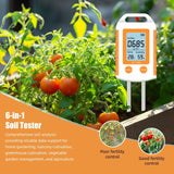 6 in 1 Soil Tester NPK Nutrient Meter Digital Soil Fertility Humidity Temperature PH Monitor for Garden Farm Greenhouse