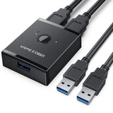 USB3.0 Bidirectional Switch 1 Input 2 Output Hub Keyboard Mouse USB Drive Printer Sharing Cable Splitter for Computer Notebook