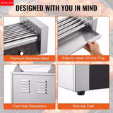 XEOLEO Electric Sausage Machine 5-7 Rollers Hot Dog Roller 750W Multifunction Hot Dog Machine Glass Hood With Acrylic Door