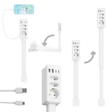 Power Outlet Extender Retractable Socket Supports 20W Fast Charging Features USB-A USB-C 3 AC Power Outlets Extends 47-67cm