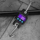 300KG/660LB Black Digital Electronic Hanging Crane Scale Stainless Steel+ABS 29*7.5*4cm with Backlight Display Unit Switch Data