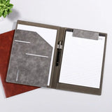 PU Leather A4 File Folder Clipboard With Card Holder Magnetic Buckle Business Meeting Contract Clamp Pen Insert File Organizer