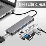 Product 6 in 1 USB Type C Hub HDMI-Compatible 4K USB 3.0 PD Fast Charge Hub to Ethernet Rj45 Lan