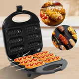 Electric Hot Dog Machine Waffle Maker 6 Corn Dogs Non-Stick Double-sided Heating Sausage Roll Maker Breakfast for Kid Party 220V