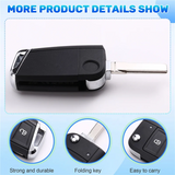3 Buttons Car Key Shell Folding Remote Control Key Shell For VW MBQ Golf Tiguan Width Key Blade Housing Cover