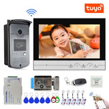 9 Inch Tuya Wifi Smart 1080P Video Door Phone Intercom System With 1Monitor and Doorbell Camera and 1 Lock Set Phone APP Unlock