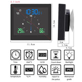 5" Color LCD Digital IP65 Waterproof Water Splacashes Bathroom Wall Clock Shower Temperature Humidity Kitchen Alarm Clocks Timer