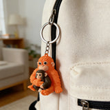 Monkey Keyring Charm Pendant Scratch-Resistant Cute Monkey Holding Plush Pendant Lightweight for Car Keys Funny Gifts