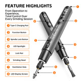 16000RPM Digital Electric Mini Drill Cordless Rotary Tool with LED Light Handheld Engraving Pen DIY Set for Jewelry Metal Polish