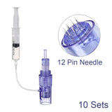 10PCS Microneedle Cartridges 9/12/24/36/42Pin Nano plastic Syringe Tube Screw Suits For 2 in 1 Auto Mesotherapy Facial Derma pen