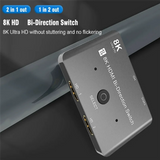 Two-Way Switch 8K 1 In 2 Out 2 In 1 Out Bidirectional 8K@ 60Hz 4K@ 120Hz 2.1 Switcher 2X1 1X2 Converter Adapter Splitter