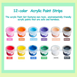 E-Easy To Use-Mini Acrylic Paint Set, Acrylic Paint Strips For Kids And Adults, Perfect For Birthday Partyhome Classroom Gifts