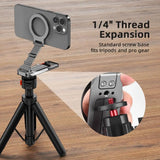 Aluminum Alloy Magnetic Phone Tripod Holder Foldable Carabiner Clip Phone Handle Holder 360° Rotating for iPhone/Xiaomi/Samsung