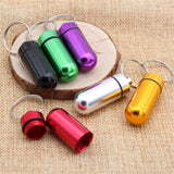 50pcs Waterproof Aluminum Pill Box Case Bottle Cache Drug Holder Keychain Container