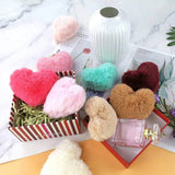Heart shaped plush ball with tassel heart shaped acrylic key chain embryo DIY keychain jewellery set