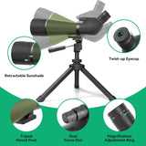 20-60x80 HD Waterproof Telescope BAK4 Outdoor Monocular Birdwatching Spyglass for Camping with Dual Focus System 80mm FMC Lens