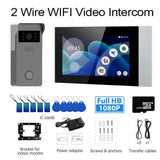 Wireless Wifi Video Doorbell System, 1080P Doorphone Door Camera, 7 Inch 2pcs Touch Screen, Video Intercom for Home 2 Wire