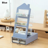 2025 2 in 1 Stationery Storage Box with Drawer Slant Plug Pen Holder Large Capacity House Shape Storage Bucket Student