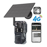 4G LTE Solar Powered Trail Camera Photo Traps with Cloud Storage 7800mAh Battery Ucon App Control for Wildlife Hunting
