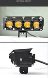 Motorcycle LED Headlights with White and Yellow Dual Beams Four Eye External Electric Vehicle Spotlights and Headlights